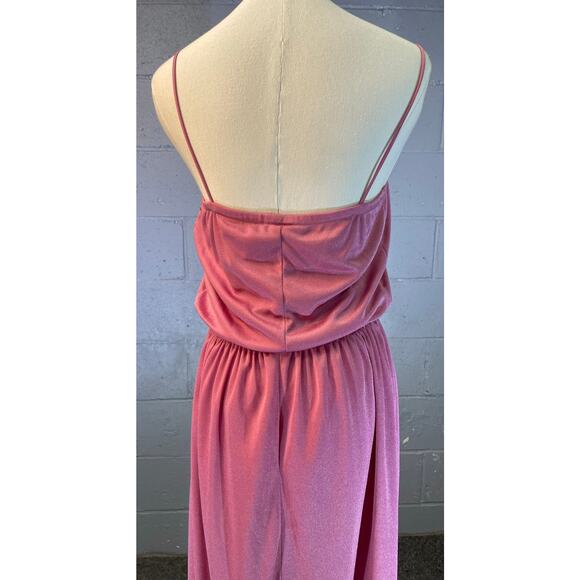 Vtg 70s Dusty Rose Pink Dress Duster 2 Piece Set Prairie Dress Prom Formal SM MD - Picture 8 of 10